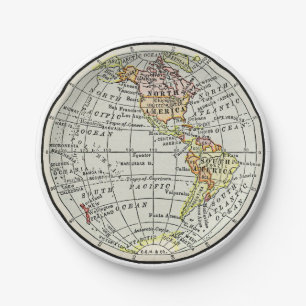 Western Hemisphäre Map Globe Travel Pappteller