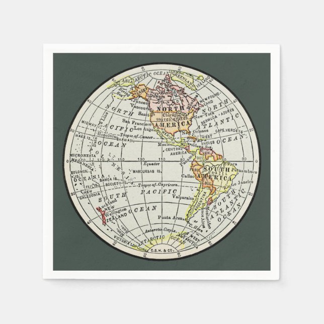 Western Hemisphäre Map Globe Travel Serviette (Vorderseite)