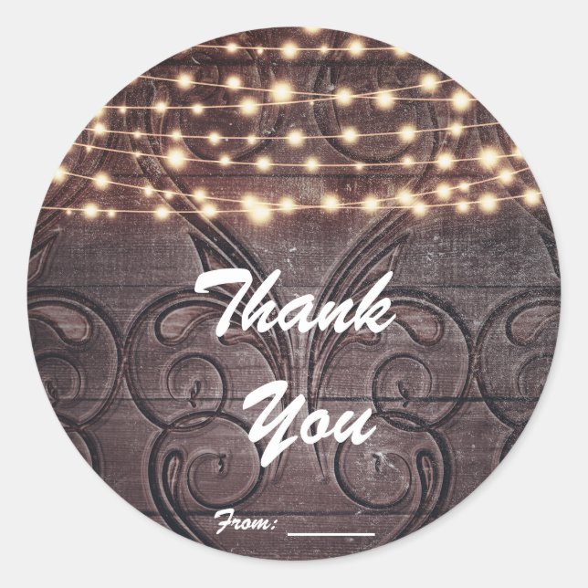 Western Herz geschnitzt in Holz & Licht Gefallen Runder Aufkleber (Vorderseite)