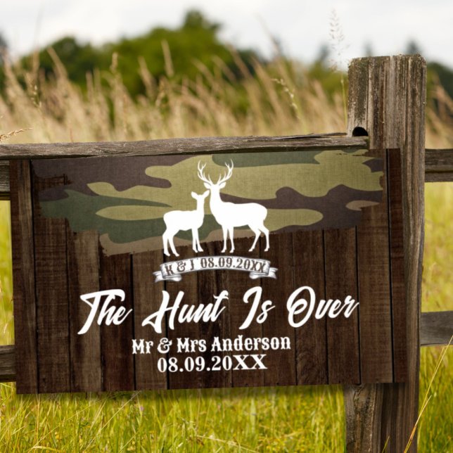Western Hirsch die Jagd ist über Hochzeit Willkomm Poster (Western Deer The Hunt Is Over Wedding Welcome Poster)