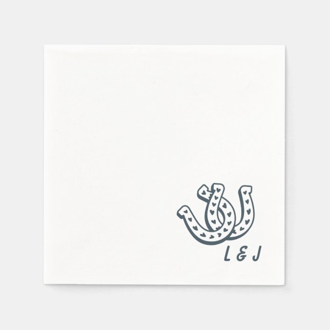 Western Hochzeit Custom Initials Country Cocktail Serviette (Vorderseite)