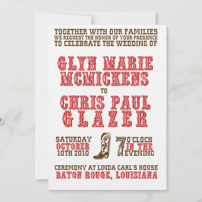 Western Hochzeit Einladung (Vorderseite)