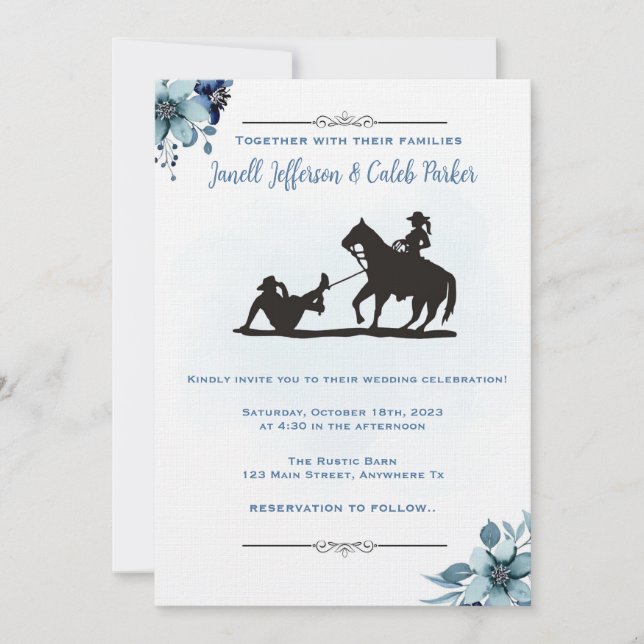 Western Hochzeit Einladung Funny Rodeo Einladung K (Vorderseite)