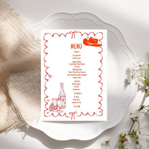 Western-Hochzeit in Handschrift Menükarte
