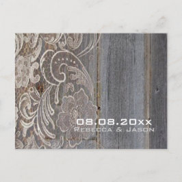 Western-Hochzeit mit Holzspitze Save the Date Ankündigungspostkarte