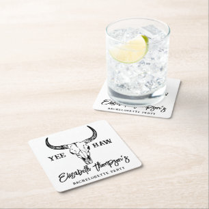 Western Hochzeit Personalisierter Junggeselinnen-A Rechteckiger Pappuntersetzer