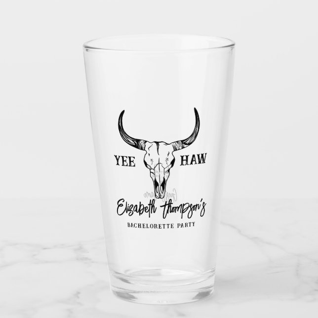 Western Hochzeit Personalisiertes Brautparty Glas (Vorderseite)