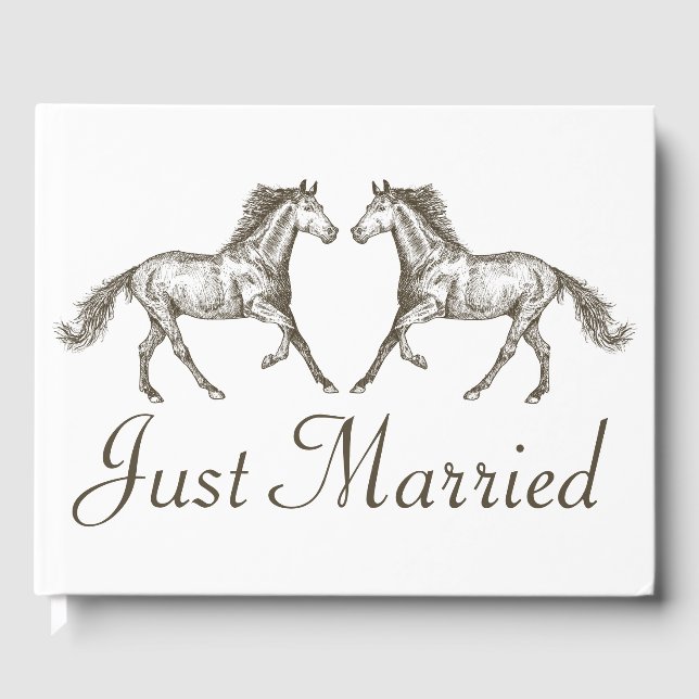 Western Hochzeit Pferd nur verheiratet Rustikal Br Gästebuch (Vorderseite)