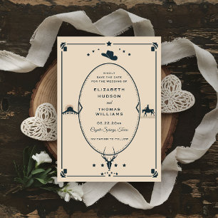 Western Hochzeit Vintag Cowboy Rustikale Rahmen Save The Date