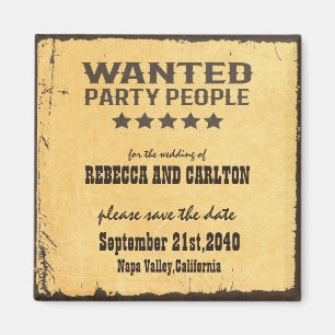 Western-Hochzeit wollte Party-Leute Save the Date Magnet