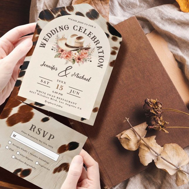 Western Hochzeitscowhide All In One Einladung (Von Creator hochgeladen)