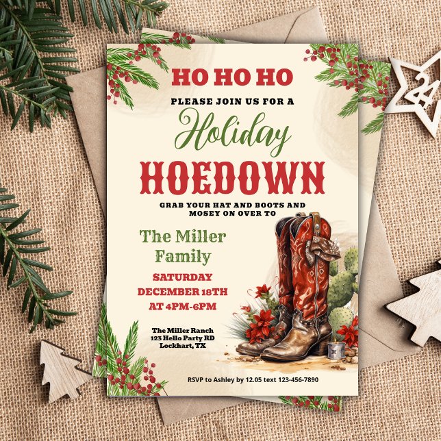Western Holiday Hoedown, Christmas Country Cowboy Einladung (Von Creator hochgeladen)