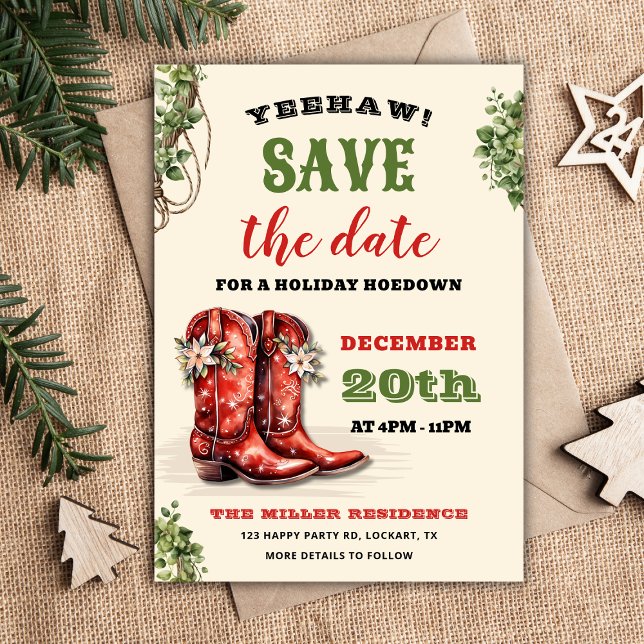 Western Holiday Hoedown, Christmas Country Cowboy Save The Date (Von Creator hochgeladen)
