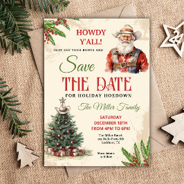 Western Holiday Hoedown Einladung, Cowboy Santa Save The Date