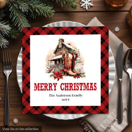Western holiday napkins buffalo plaid Christmas Serviette