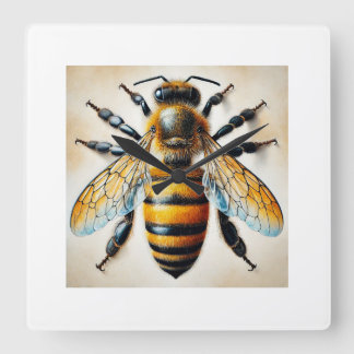 Western honeybee Apis mellifera 250924IREF244 - Wa Quadratische Wanduhr