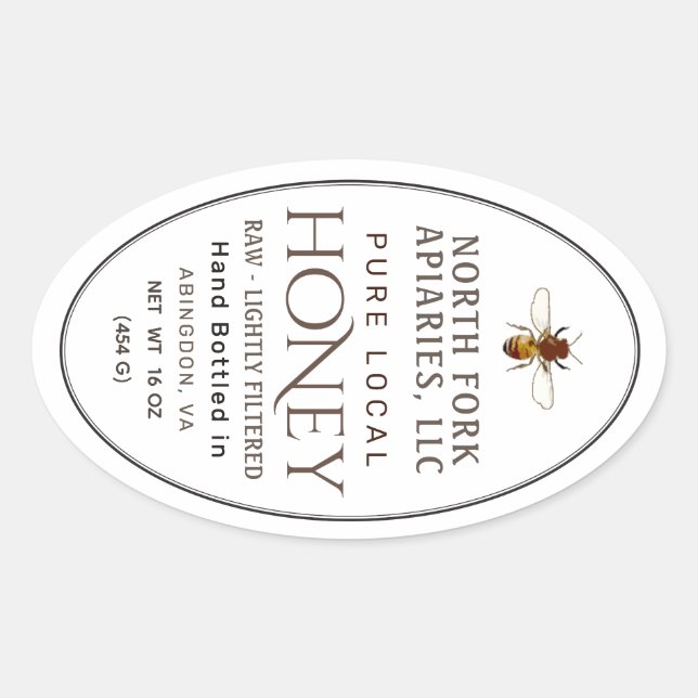 Western Honeybee Queenline Jar Label Ovaler Aufkleber (Vorderseite)