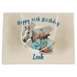 Western Horse Birthday Gift Bag –  Große Geschenktüte