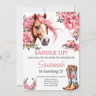 Western Horse Birthday Party Girl Cowgirl Einladung