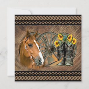 Western Horse Cowboy Boots Cowboy Hat Wagon Wheel