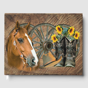 Western Horse Cowboy Boots Cowboy Hat Wagon Wheel Gästebuch