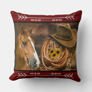Western Horse Cowboy Boots Cowboy Hat Wagon Wheel Kissen