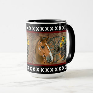 Western Horse Cowboy Boots Cowboy Hat Wagon Wheel Tasse
