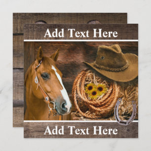 Western Horse Cowboy Hat Lasso Sonnenblumen Mitteilungskarte