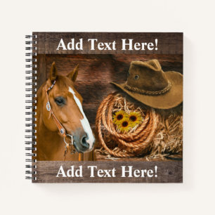 Western Horse Cowboy Hat Lasso Sonnenblumen Notebo Notizbuch