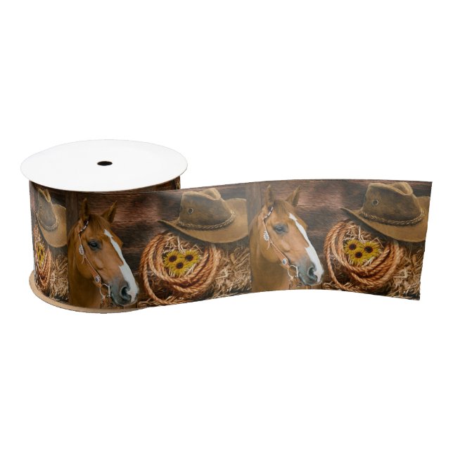 Western Horse Cowboy Hat Lasso Sonnenblumen  Satinband (Spule)