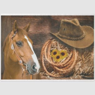 Western Horse Cowboy Hat Lasso Sonnenblumen  Seidenpapier