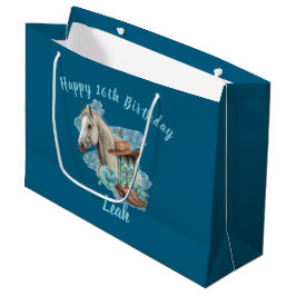 Western Horse Geburtstagsgeschenktüte – Navy Große Geschenktüte