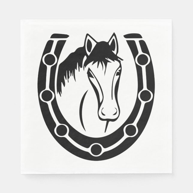 Western Horse Horseshoe Hochzeit Reitpferd Serviette (Vorderseite)