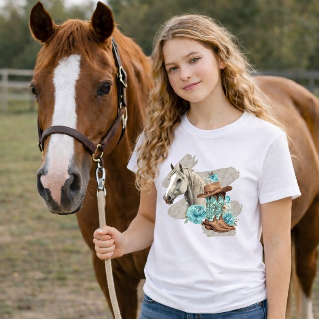 Western Horse Mädchen  T-Shirt (Von Creator hochgeladen)