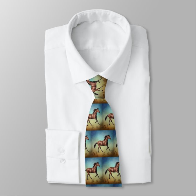Western Horse Print Necktie Krawatte (Gebunden)