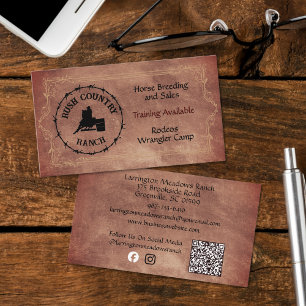 Western Horse Ranch personalisierter QR-Code Visitenkarte