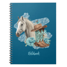 Western Horse Spiral Notizbuch - Navy Notizblock