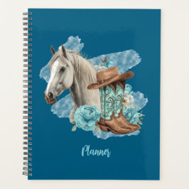 Western Horse Spiral Planner- Navy Planer