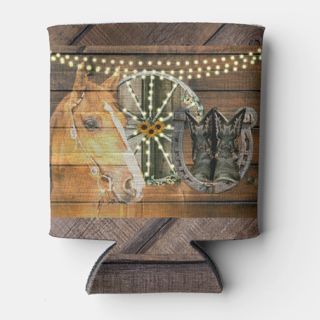 Western Horse Wagon Wheel Cowboy Boots Dosenkühler (Vorderseite)