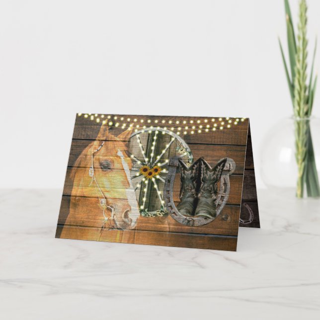 Western Horse Wagon Wheel Cowboy Boots Karte (Vorderseite)