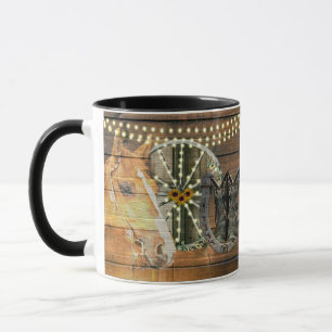 Western Horse Wagon Wheel Cowboy Boots Tasse