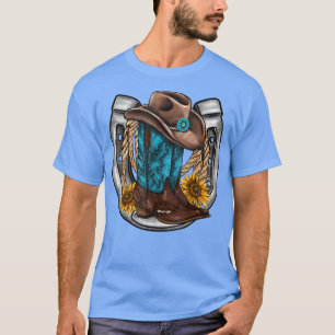Western Horseshoe Cowboy Boots Hat-Seilblume T-Shirt