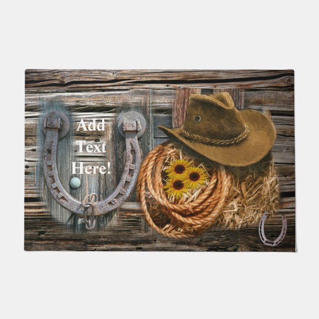 Western Horseshoe Cowboy Hat Lasso Fußmatte (Vorderseite)