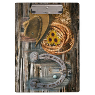 Western Horseshoe Cowboy Hat Lasso Klemmbrett
