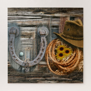 Western Horseshoe Cowboy Hat Lasso Puzzle