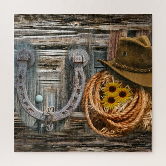 Western Horseshoe Cowboy Hat Lasso Puzzle (Vertikal)