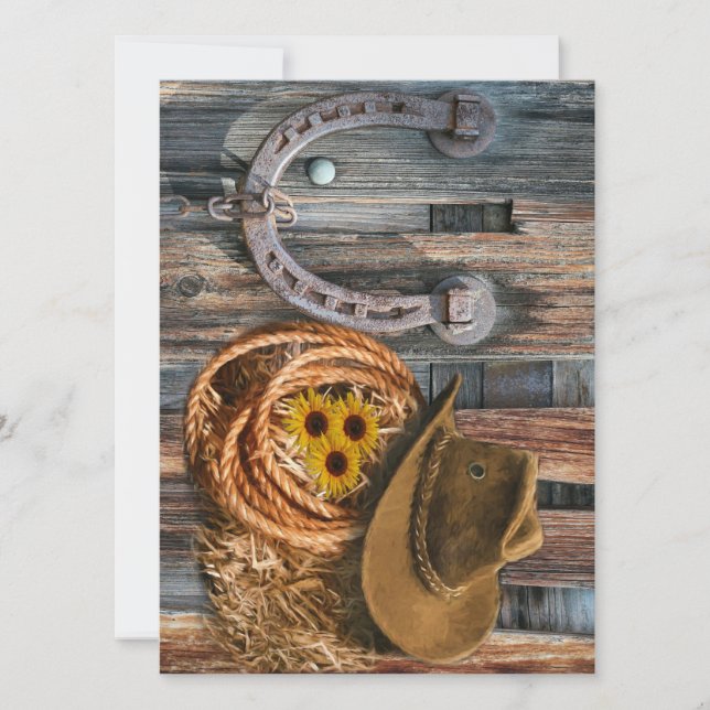 Western Horseshoe Cowboy Hat Lasso Save The Date (Vorderseite)