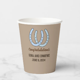 Western Horseshoe Hochzeit Personalisierter Papier Pappbecher