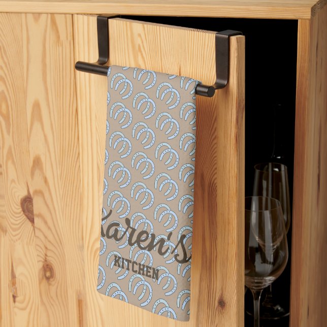 Western Horseshoe Personalisiert Küche Handtuch (Drittel gefaltet)