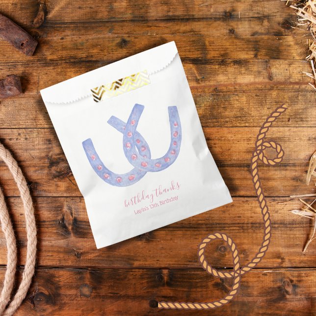 Western Horseshoe Pink Blue Coquette Gefallen Tasc Geschenktütchen (Von Creator hochgeladen)